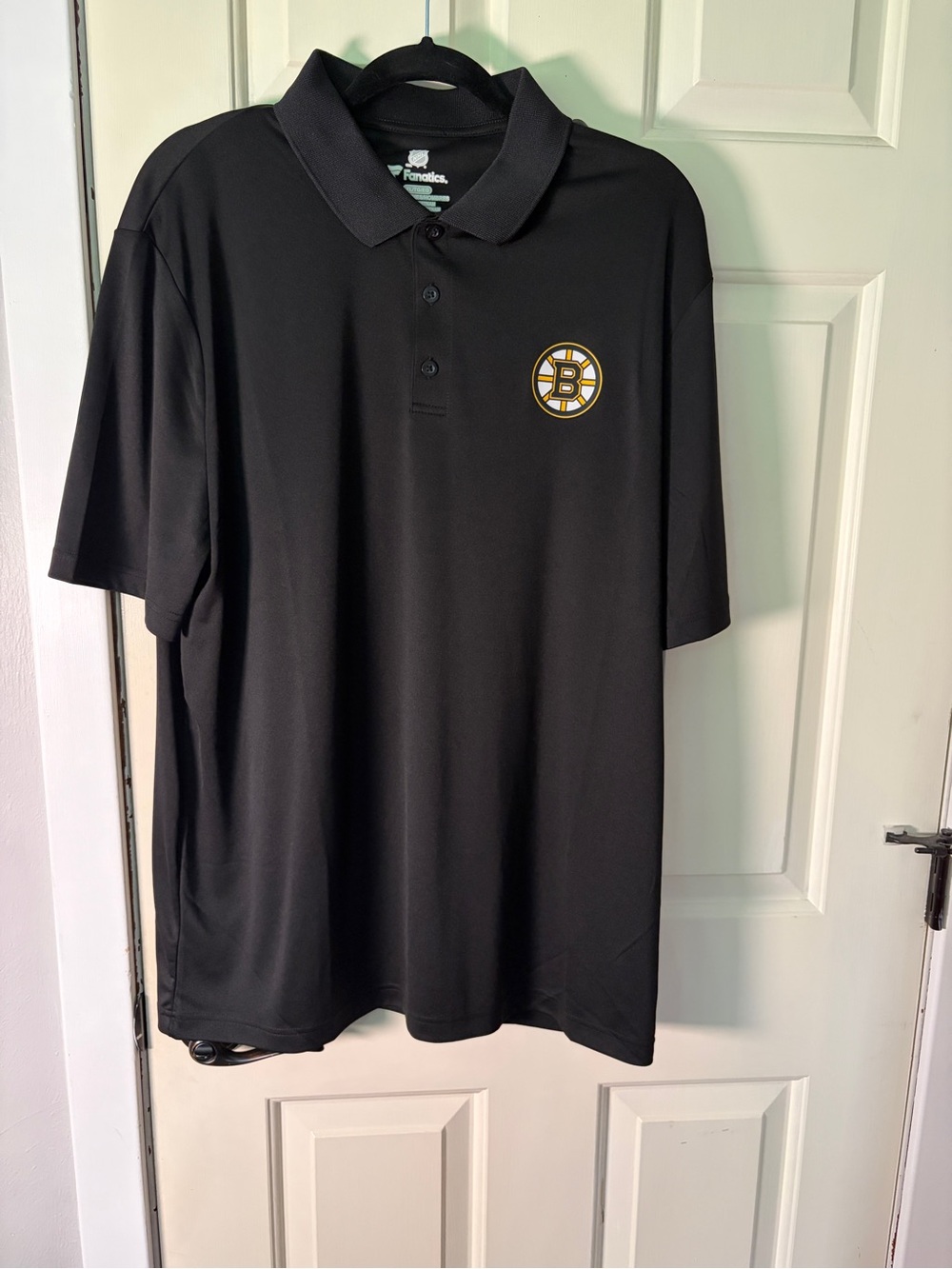 Fanatics Men’s Black Polo with Yellow & White Bruins Logo
